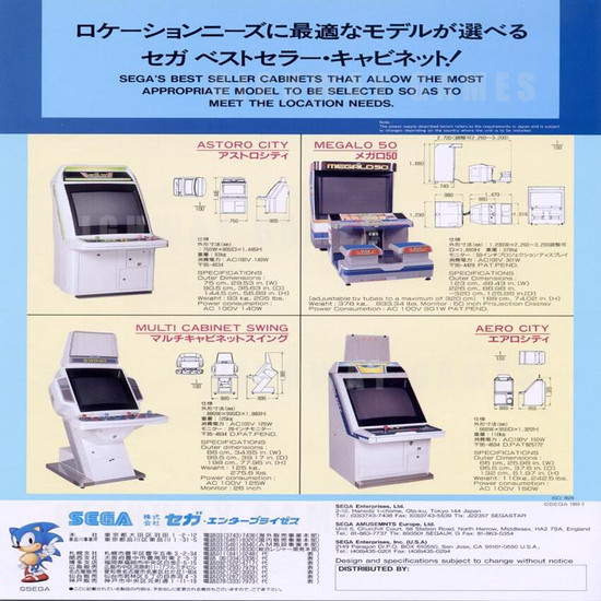 Aero City - Sega Cabinet Brochure