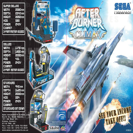 After Burner Climax DX  Arcade Machine - Brochure Back