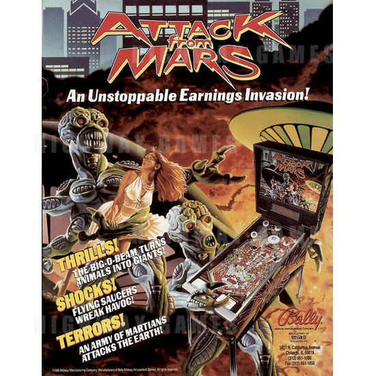 Attack from Mars Pinball (1995) - Brochure Front