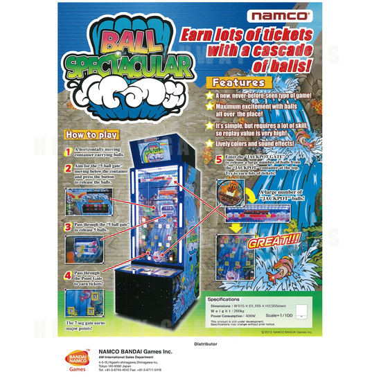 Ball Spectacular Redemption Arcade Machine - Brochure