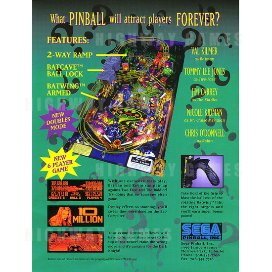 Batman Forever Pinball (1995) - Brochure Back