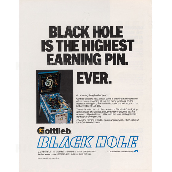 Black Hole Pinball Machine - Black Hole Pinball Machine Flyer