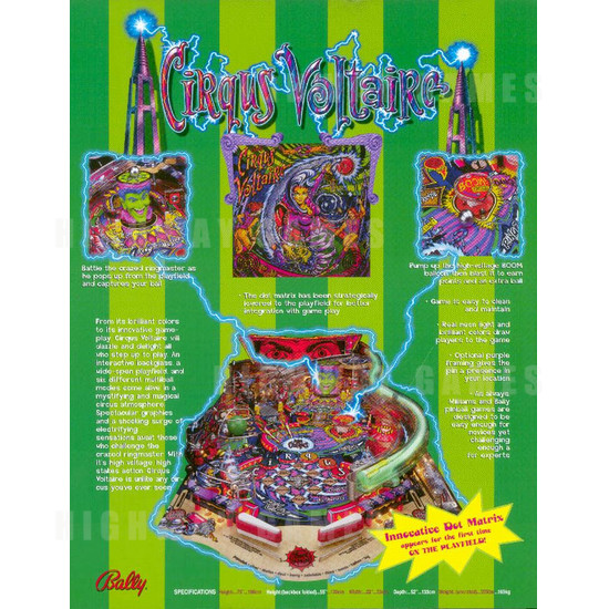 Cirqus Voltaire Pinball (1997) - Brochure Back