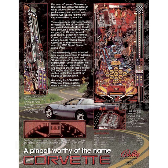 Corvette Pinball (1994) - Brochure Back