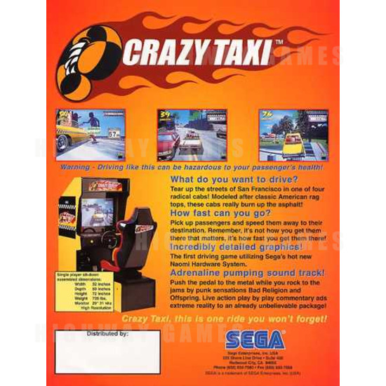 Crazy Taxi - Brochure Back