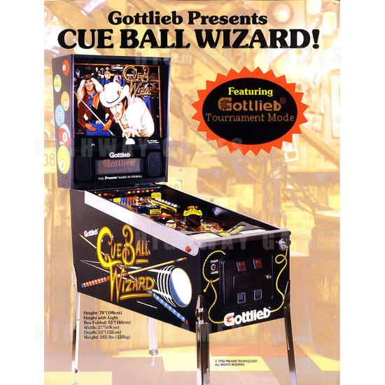 Cue Ball Wizard Pinball Machine (1992) - Brochure - Front Page