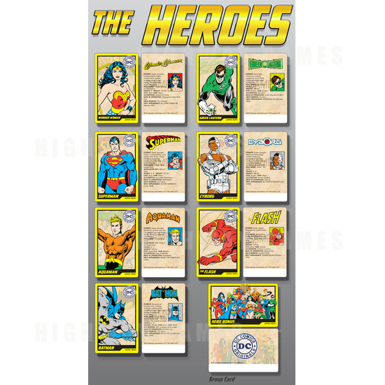 DC Superheroes 2 Player Ticket Pusher Machine - DC Superheroes Hero Cards