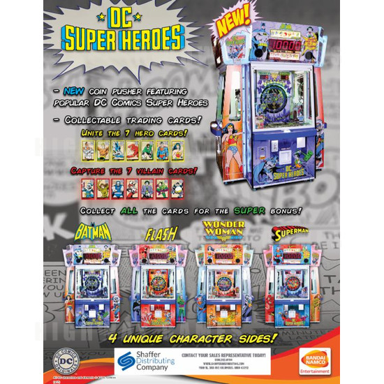 DC Superheroes 4 Player Ticket Pusher Machine - Flyer 