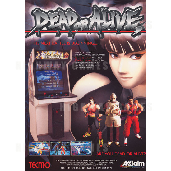 Dead or Alive Arcade Machine - Dead Or Alive Flyer