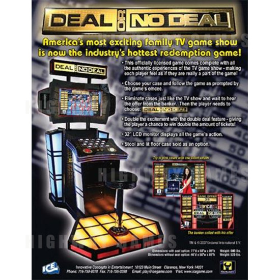 Deal or No Deal DX Redemption Machine without Seat - Brochure Front