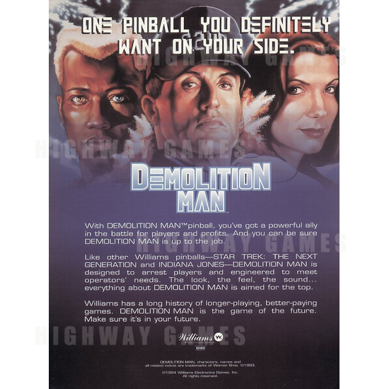 Demolition Man Pinball (1994) - Brochure Back