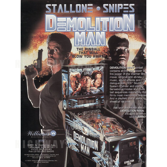 Demolition Man Pinball (1994) - Brochure Front