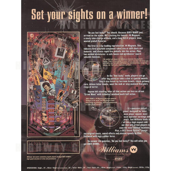 Dirty Harry Pinball (1995) - Brochure Back