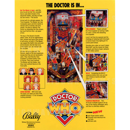 Doctor Who Pinball (1992) - Brochure Back