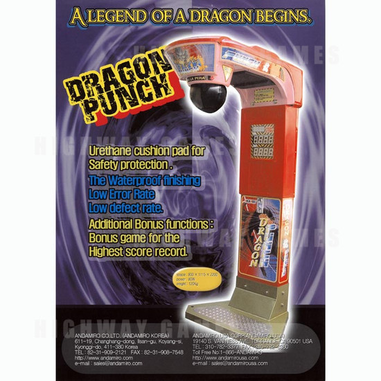 Dragon Punch Arcade Machine - Brochure