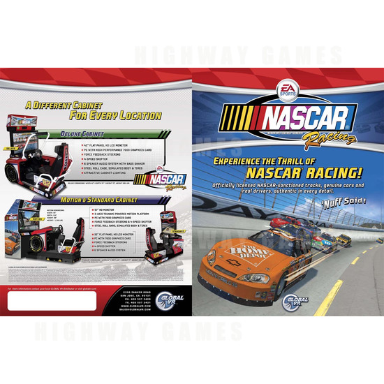 EA Sports NASCAR Arcade Machine - Brochure Front