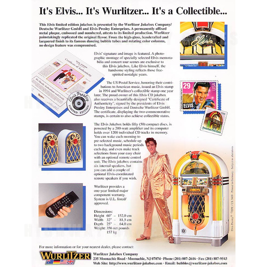 Elvis Jukebox - Brochure Back