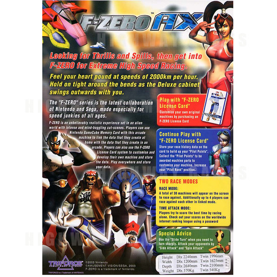 F-Zero AX Deluxe Arcade Driving Machine - Brochure Back