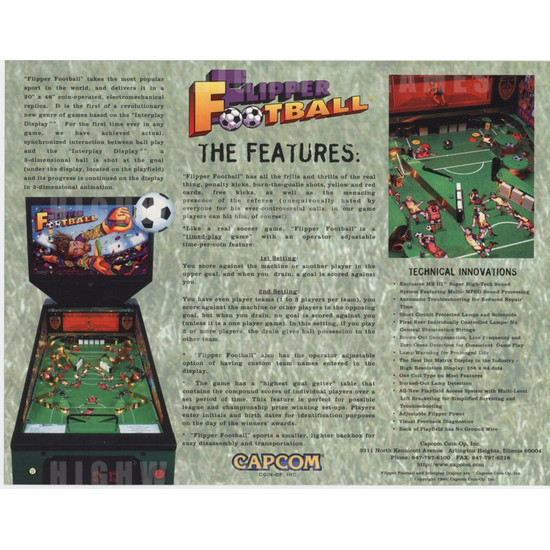 Flipper Football Pinball (1996) - Brochure Back