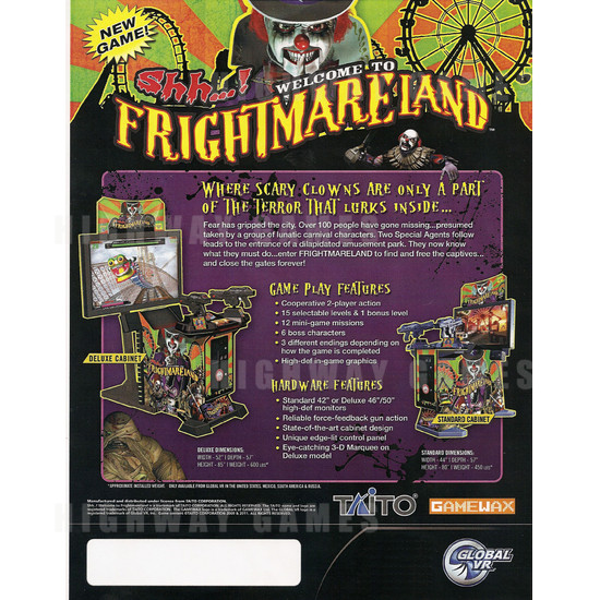 Frightmareland DX (Haunted Museum 2) Arcade Machine - Brochure