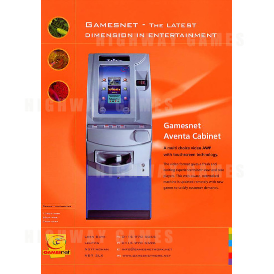 Gamesnet Aventa Cabinet - Brochure