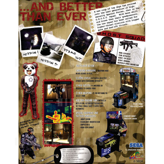 Ghost Squad Evolution SD Arcade Machine - Flyer Back