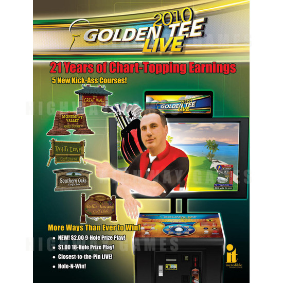 Golden Tee Live 2010 Pedastal Cabinet - Brochure Front
