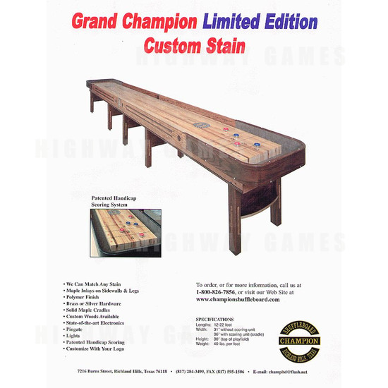 Grand Champion Limited Edition - Brochure Back