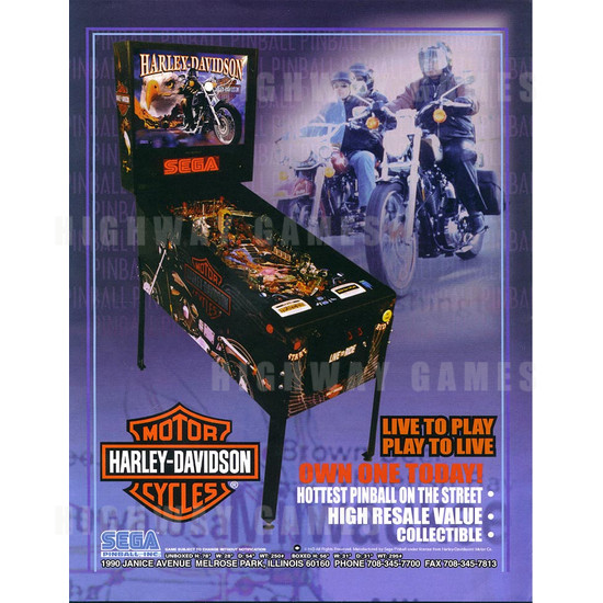 Harley Davidson Pinball (1999) - Brochure Front