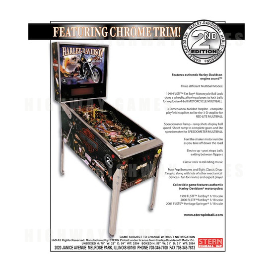 Harley Davidson Second Edition Pinball (2002) - Brochure