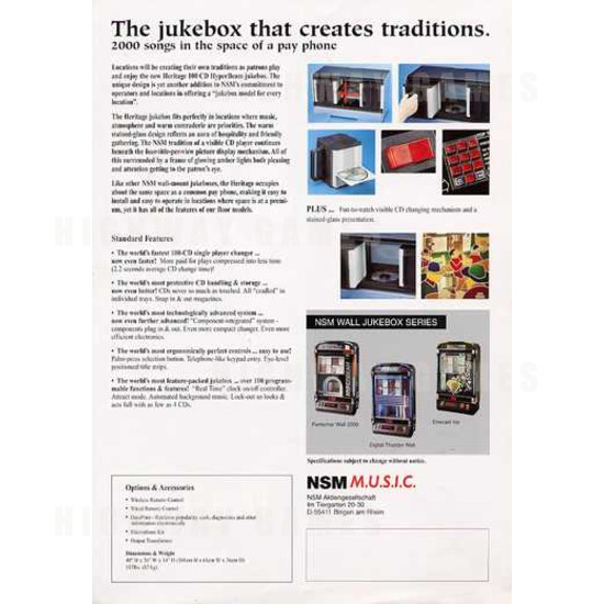 NSM Heritage Jukebox - Brochure Back