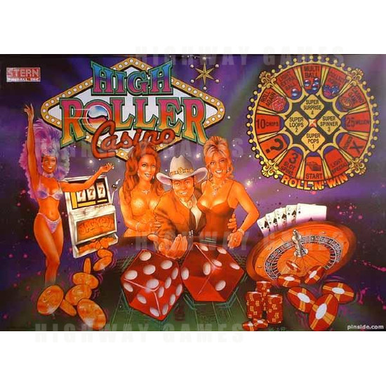 High Roller Casino Pinball (2001) - Back Glass