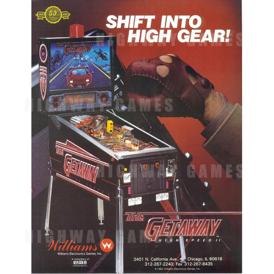 High Speed 2: The Getaway Pinball (1992) - Brochure Front