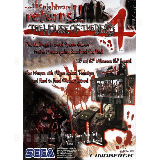 House of the Dead 4 DX Arcade Machine - Brochure Front