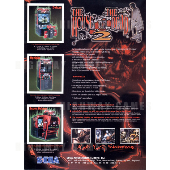 House of the Dead 2 DX - Brochure