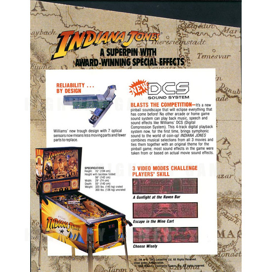 Indiana Jones: The Pinball Adventure (1993) - Brochure Back