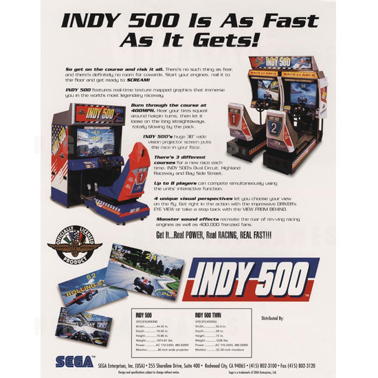 Indy 500 Twin - Brochure Back