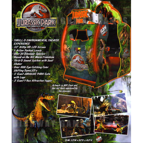 Jurassic Park Arcade Deluxe Motion Edition Machine - Jurassic Park Motion Deluxe Arcade Machine Flyer