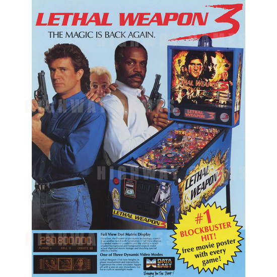 Lethal Weapon 3 Pinball Machine - Brochure Front