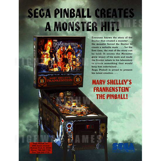 Mary Shelley's Frankenstein Pinball (1995) - Brochure Front