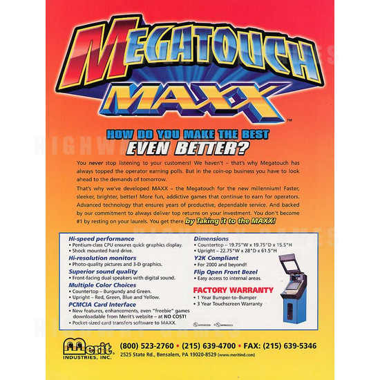 Megatouch Maxx - Brochure Back