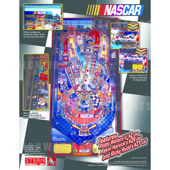 NASCAR Pinball (2005) - Brochure Back