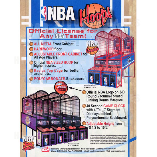 NBA Hoops Basketball Arcade Machine - Brochure