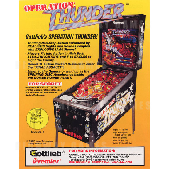 Operation Thunder Pinball (1992) - Brochure