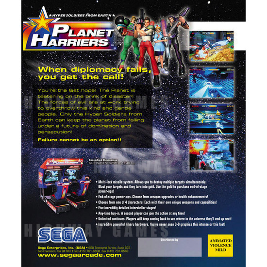 Planet Harriers Twin - Brochure Front