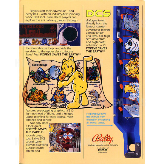 Popeye Pinball Machine - brochure inside 2