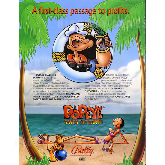 Popeye Pinball Machine - brochure back