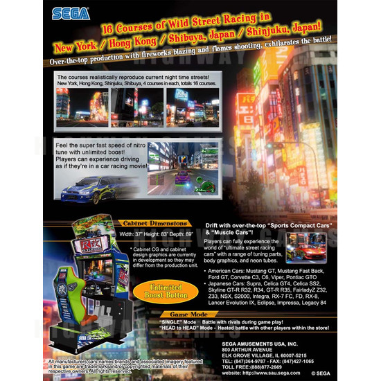R-Tuned: Ultimate Street Racing Arcade Machine - Brochure (US) Back