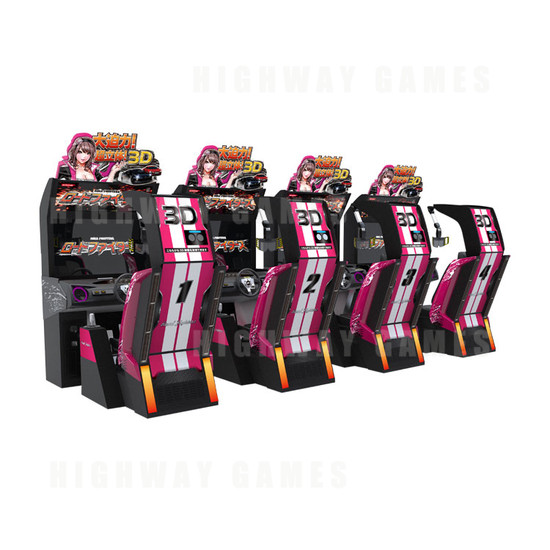 Road Fighters 3D Arcade Driving Machine - 4 Cabinet Setup