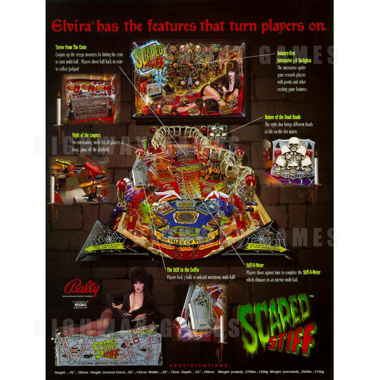 Scared Stiff Pinball (1996) - Brochure Back